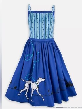 Disney Dress Shop Blue and White 101 Dalmatians Dress L